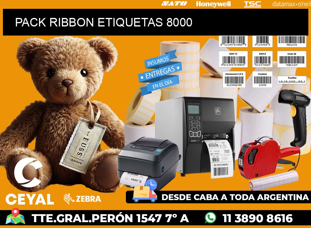 PACK RIBBON ETIQUETAS 8000