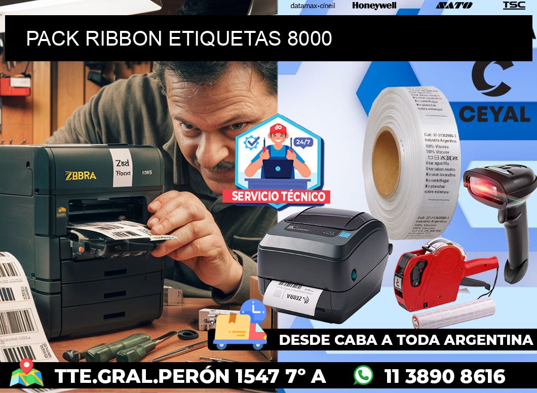 PACK RIBBON ETIQUETAS 8000