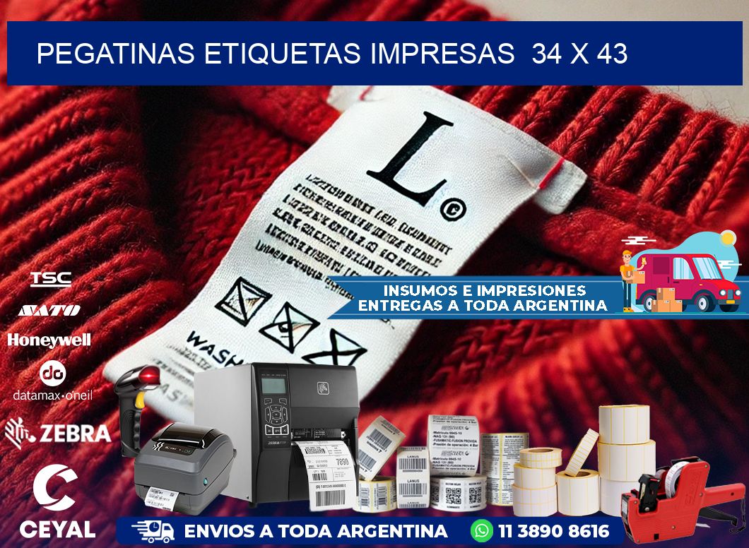 PEGATINAS ETIQUETAS IMPRESAS  34 x 43