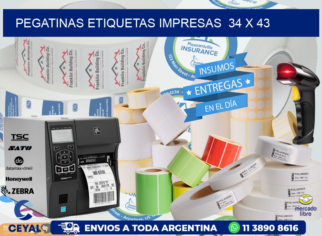 PEGATINAS ETIQUETAS IMPRESAS  34 x 43