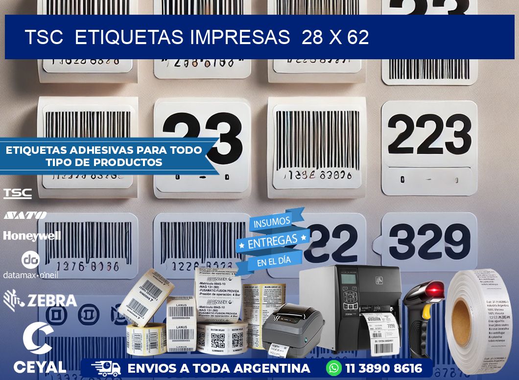 TSC  ETIQUETAS IMPRESAS  28 x 62