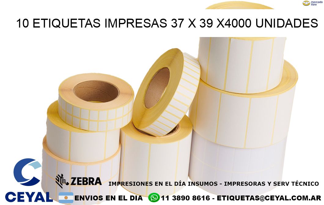 10 ETIQUETAS IMPRESAS 37 x 39 X4000 UNIDADES