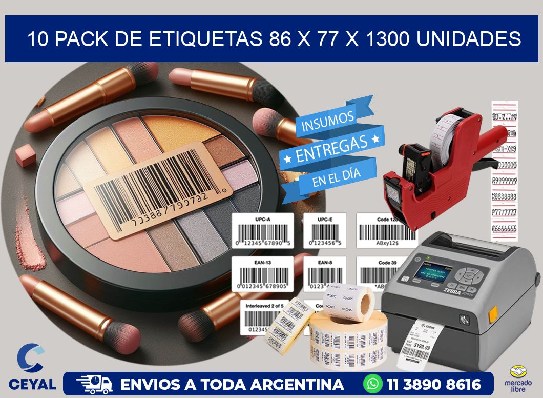 10 PACK DE ETIQUETAS 86 x 77 X 1300 UNIDADES