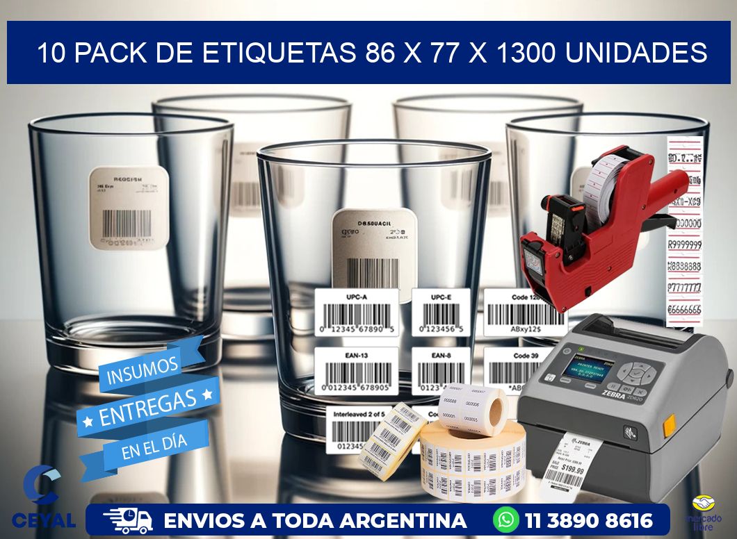 10 PACK DE ETIQUETAS 86 x 77 X 1300 UNIDADES