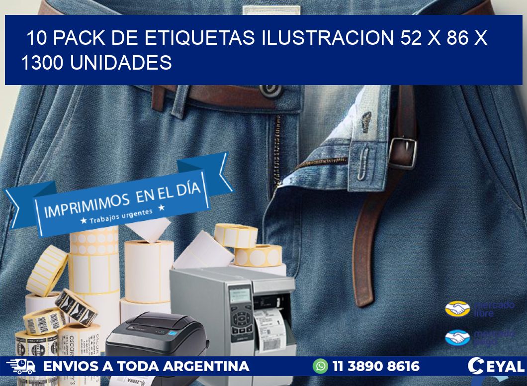 10 PACK DE ETIQUETAS ILUSTRACION 52 x 86 X 1300 UNIDADES