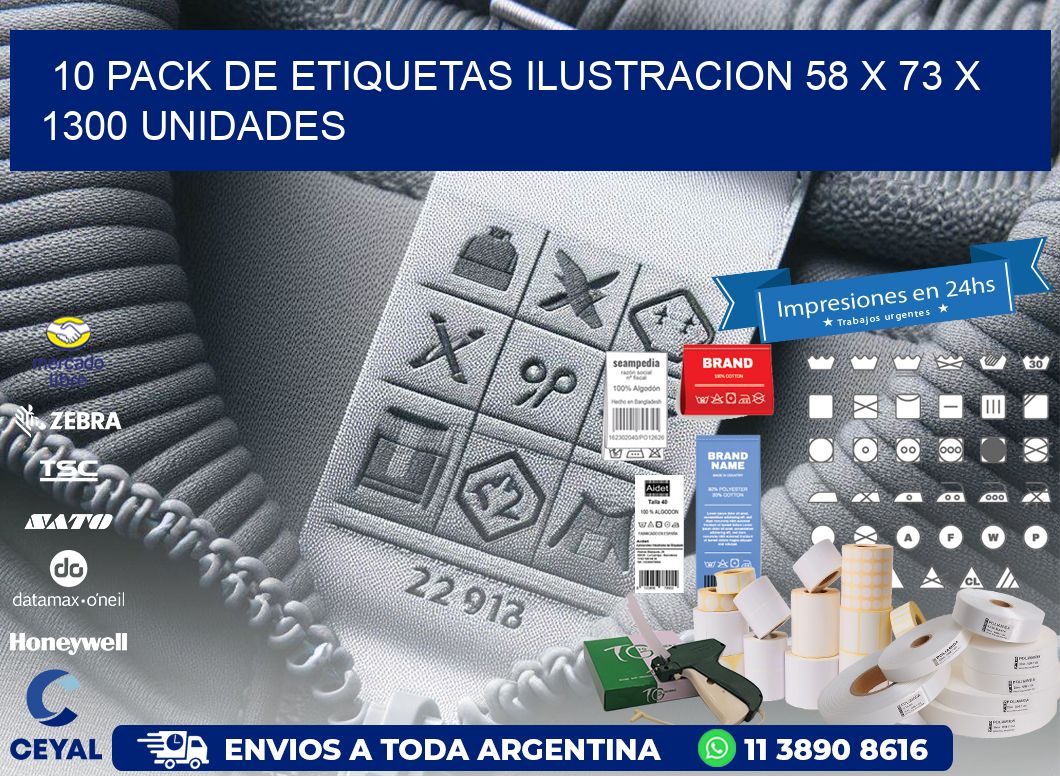 10 PACK DE ETIQUETAS ILUSTRACION 58 x 73 X 1300 UNIDADES