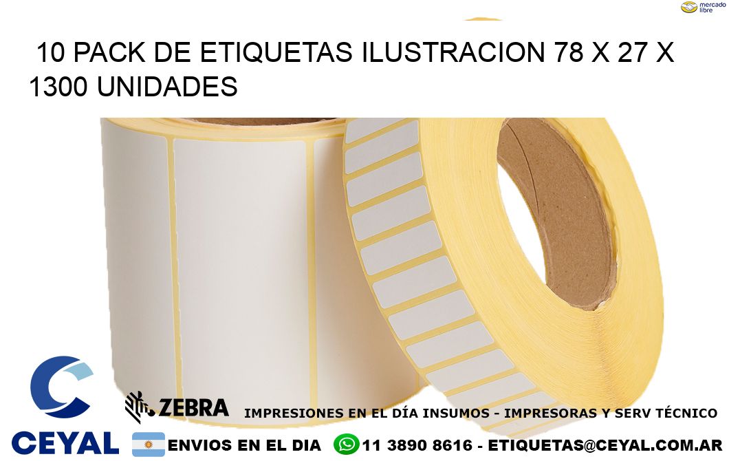 10 PACK DE ETIQUETAS ILUSTRACION 78 x 27 X 1300 UNIDADES