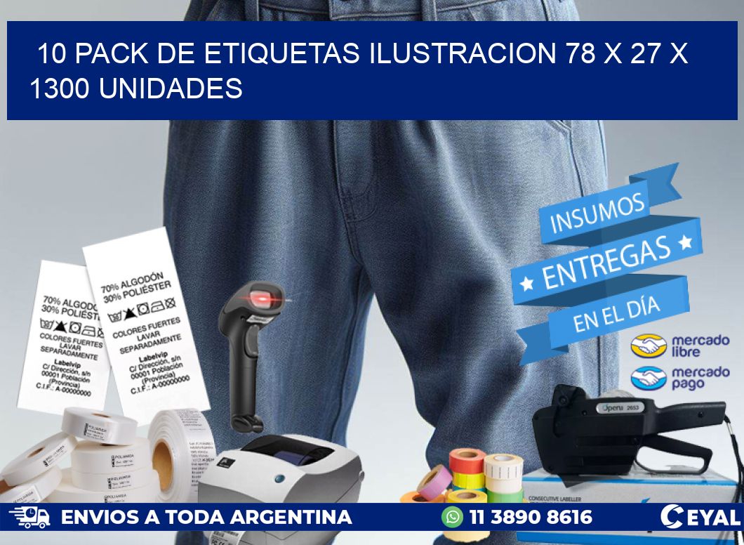 10 PACK DE ETIQUETAS ILUSTRACION 78 x 27 X 1300 UNIDADES