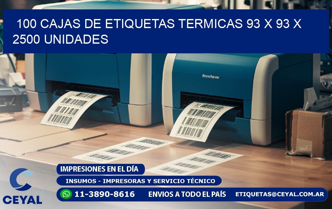 100 CAJAS DE ETIQUETAS TERMICAS 93 x 93 X 2500 UNIDADES