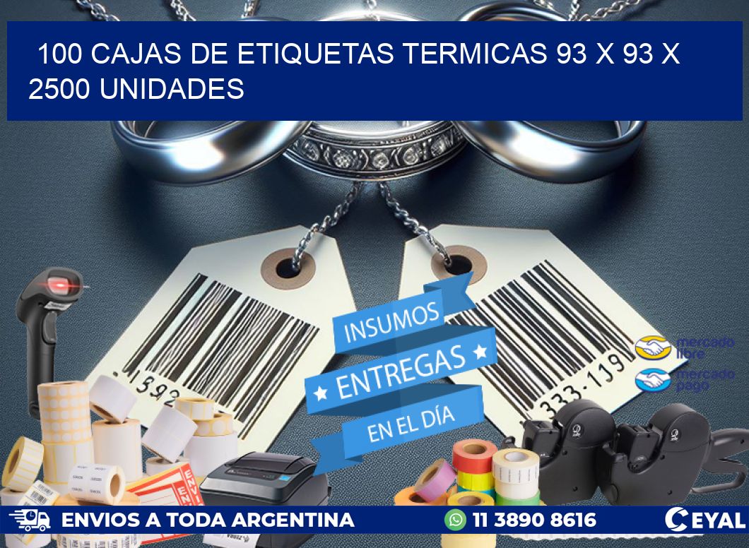 100 CAJAS DE ETIQUETAS TERMICAS 93 x 93 X 2500 UNIDADES