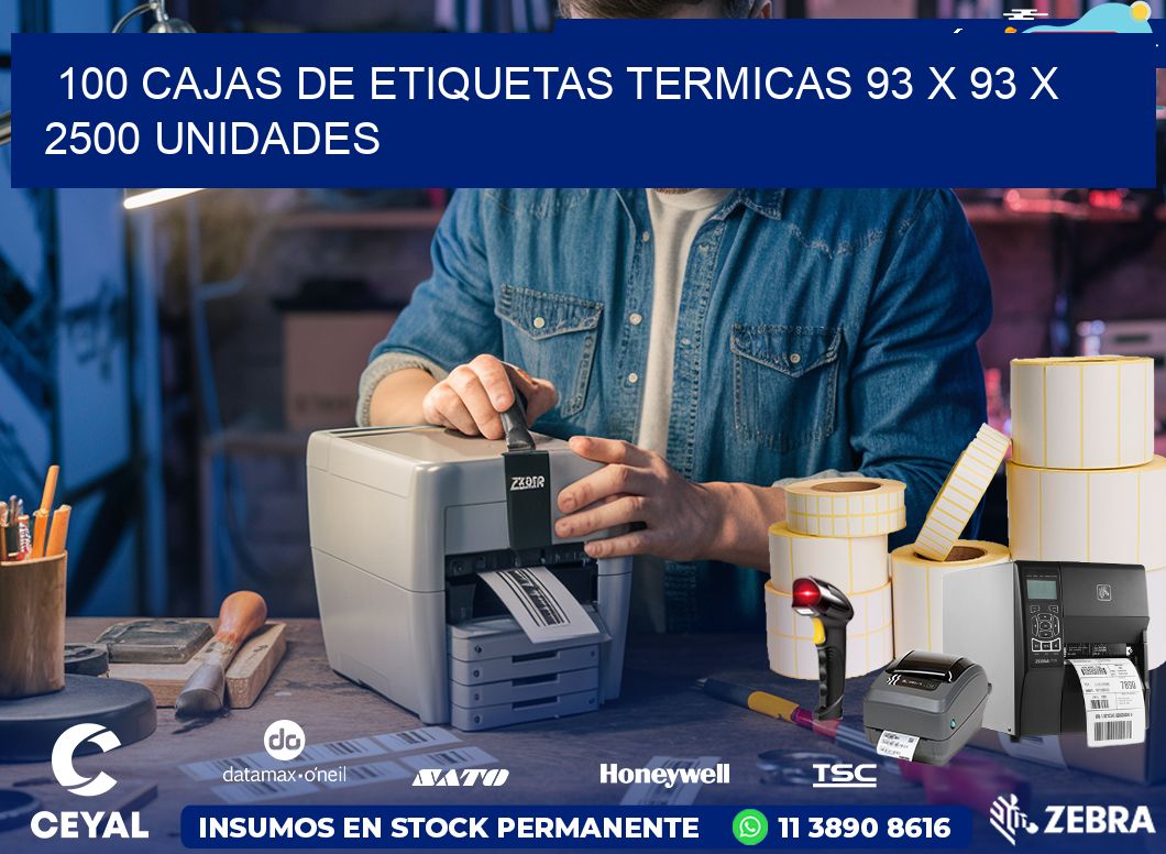 100 CAJAS DE ETIQUETAS TERMICAS 93 x 93 X 2500 UNIDADES