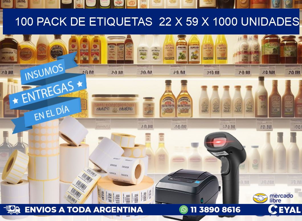 100 PACK DE ETIQUETAS  22 x 59 X 1000 UNIDADES