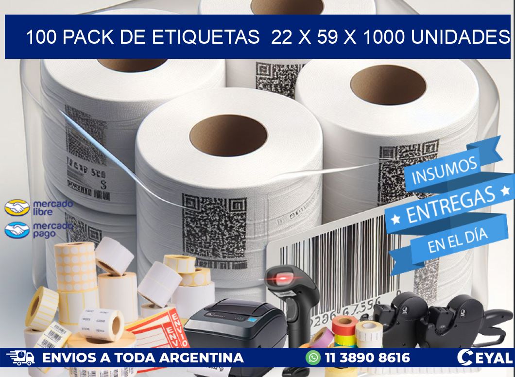 100 PACK DE ETIQUETAS  22 x 59 X 1000 UNIDADES