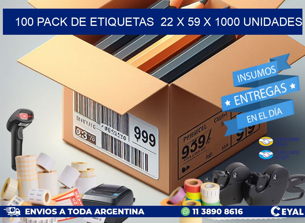 100 PACK DE ETIQUETAS  22 x 59 X 1000 UNIDADES