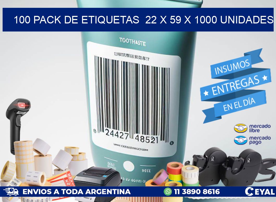 100 PACK DE ETIQUETAS  22 x 59 X 1000 UNIDADES