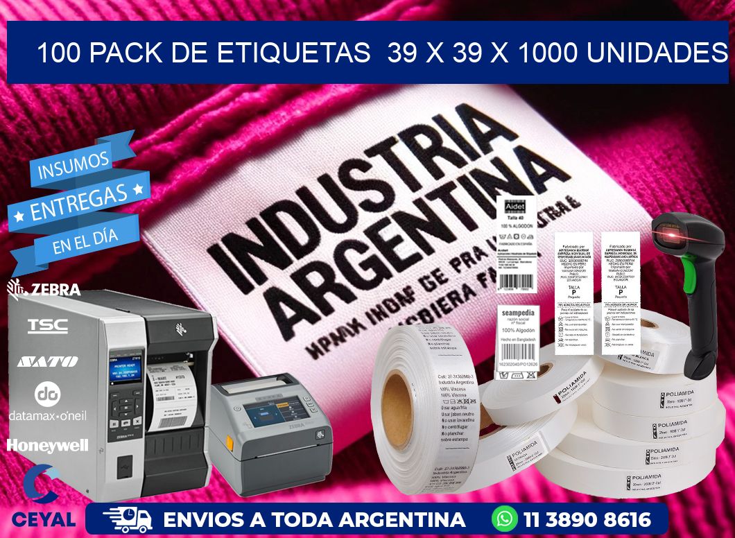 100 PACK DE ETIQUETAS  39 x 39 X 1000 UNIDADES