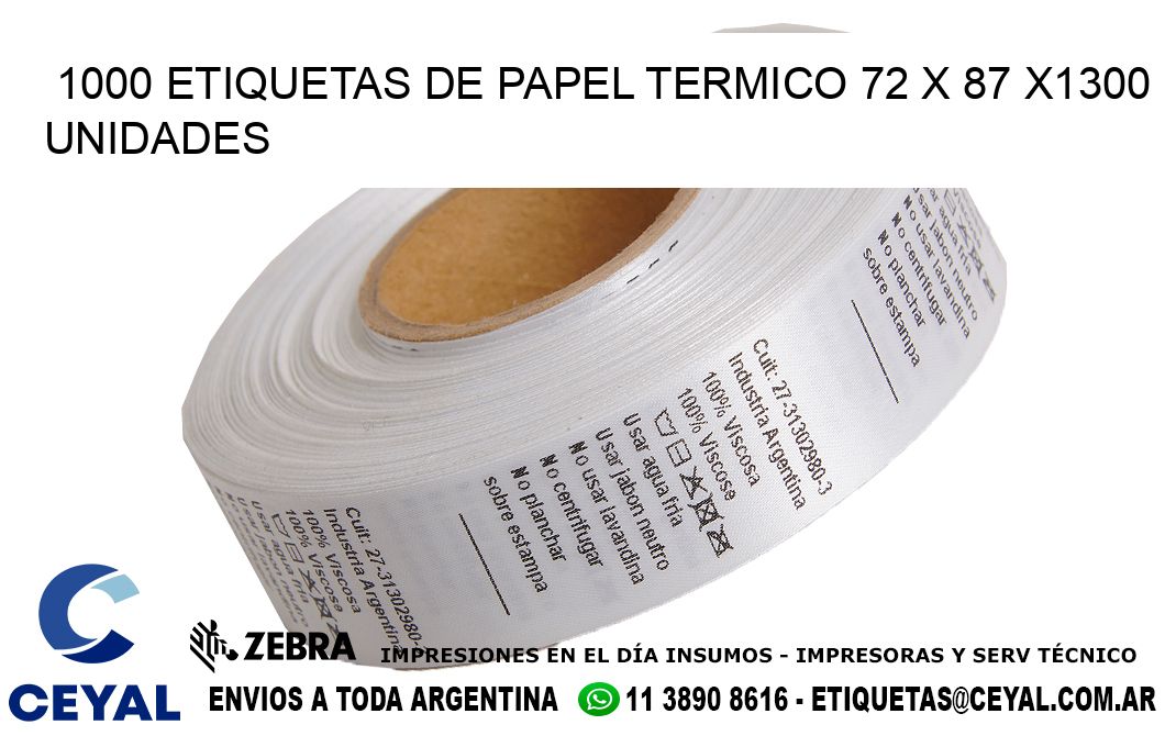 1000 ETIQUETAS DE PAPEL TERMICO 72 x 87 X1300 UNIDADES