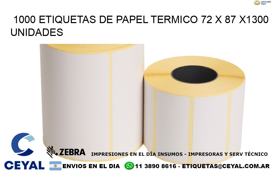 1000 ETIQUETAS DE PAPEL TERMICO 72 x 87 X1300 UNIDADES