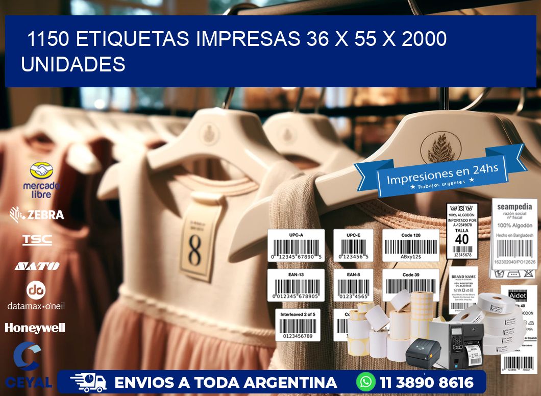 1150 ETIQUETAS IMPRESAS 36 x 55 X 2000 UNIDADES