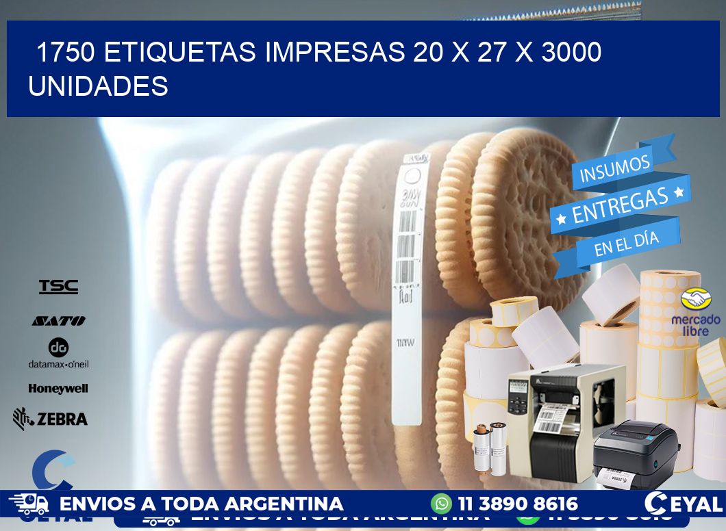 1750 ETIQUETAS IMPRESAS 20 x 27 X 3000 UNIDADES