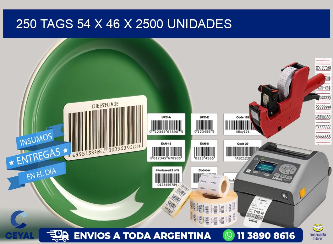 250 TAGS 54 x 46 X 2500 UNIDADES