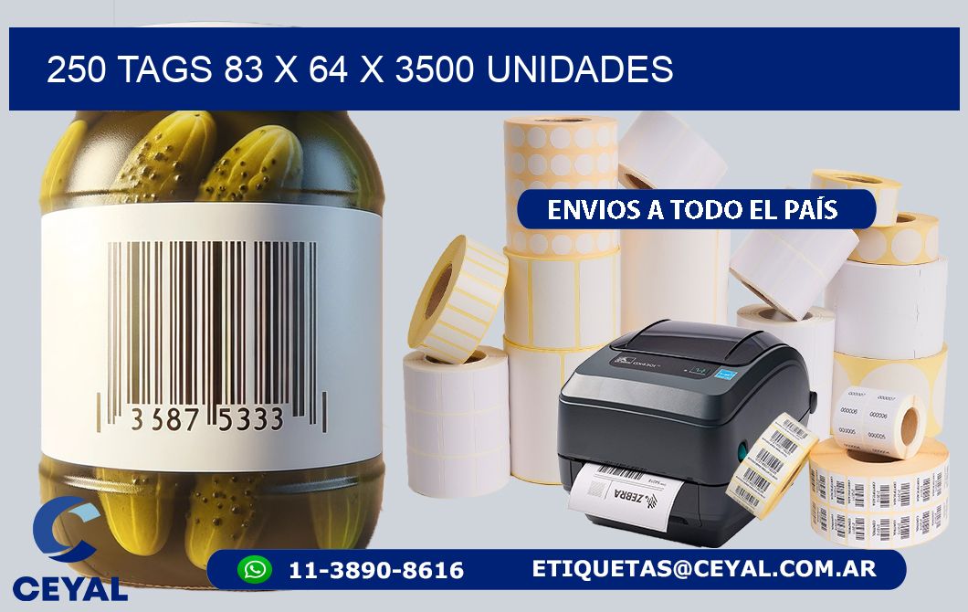 250 TAGS 83 x 64 X 3500 UNIDADES