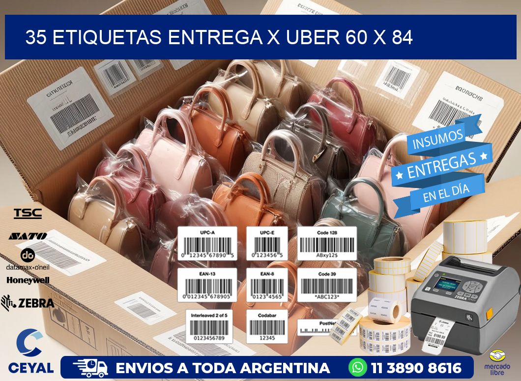 35 ETIQUETAS ENTREGA X UBER 60 x 84