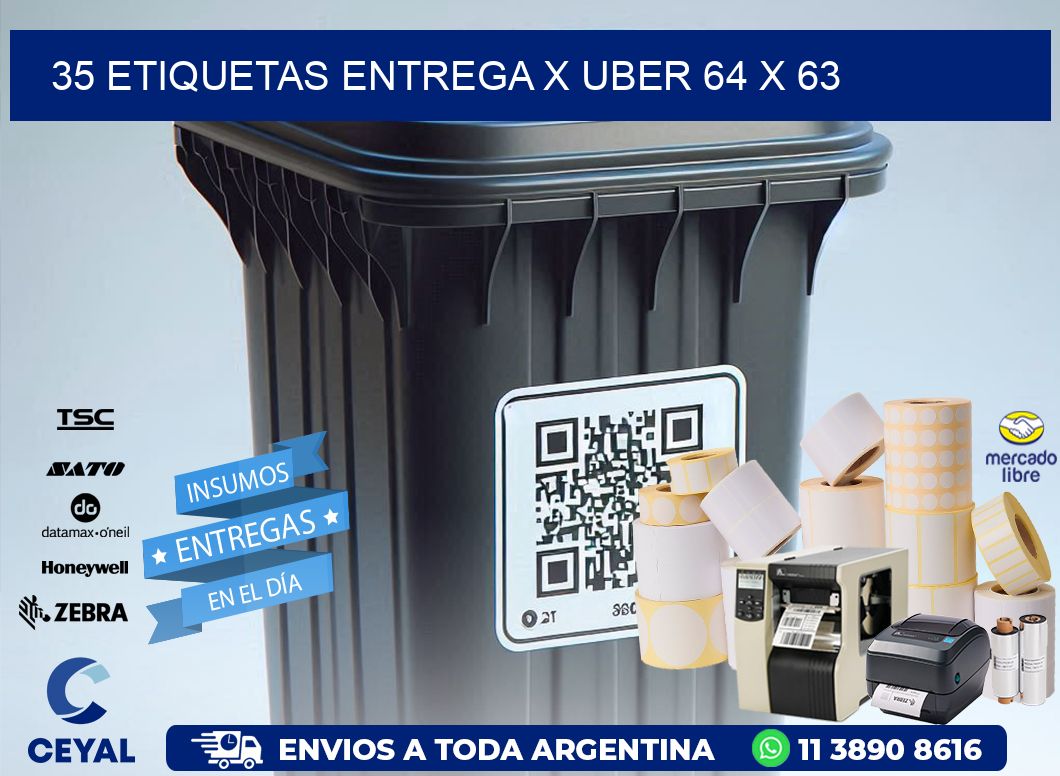 35 ETIQUETAS ENTREGA X UBER 64 x 63