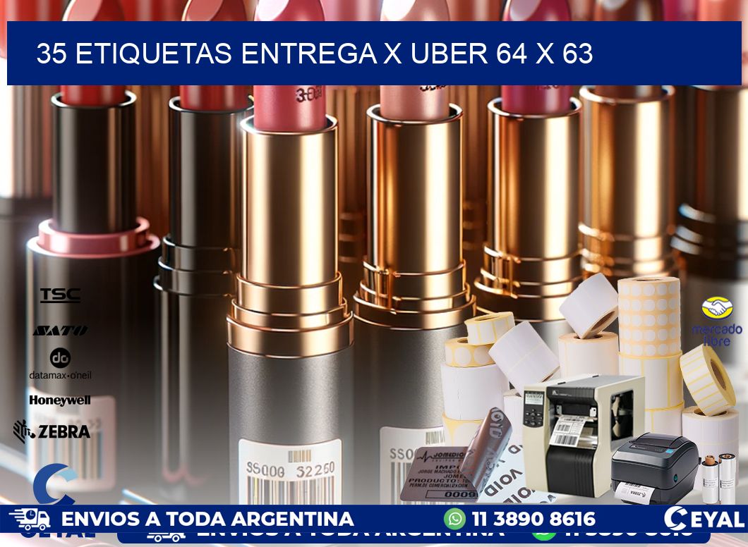 35 ETIQUETAS ENTREGA X UBER 64 x 63