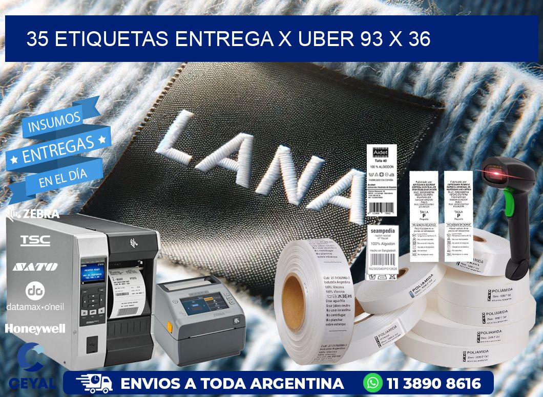 35 ETIQUETAS ENTREGA X UBER 93 x 36