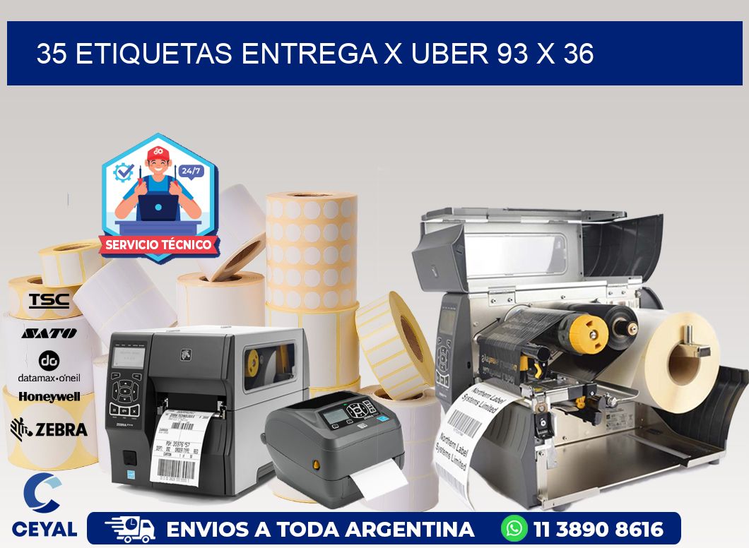 35 ETIQUETAS ENTREGA X UBER 93 x 36