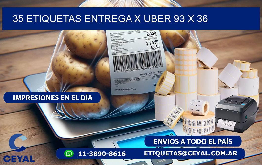 35 ETIQUETAS ENTREGA X UBER 93 x 36