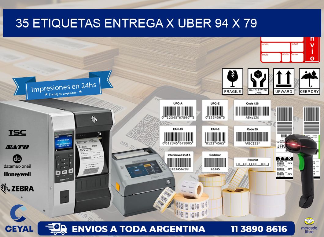 35 ETIQUETAS ENTREGA X UBER 94 x 79