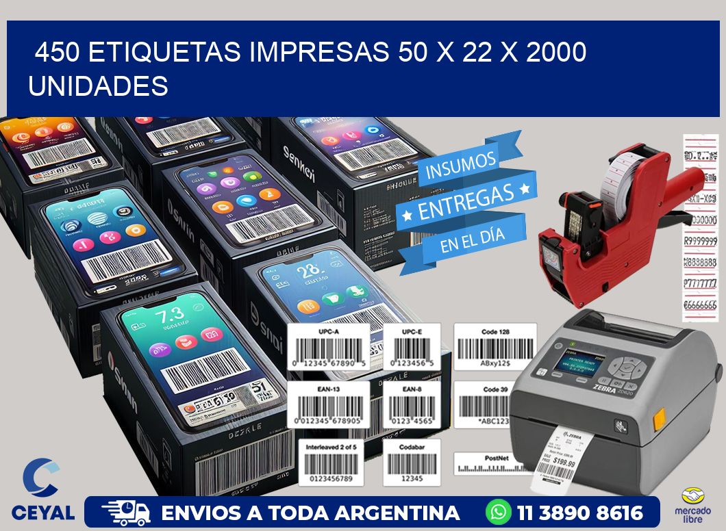 450 ETIQUETAS IMPRESAS 50 x 22 X 2000 UNIDADES