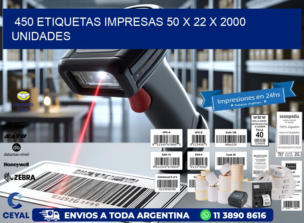 450 ETIQUETAS IMPRESAS 50 x 22 X 2000 UNIDADES