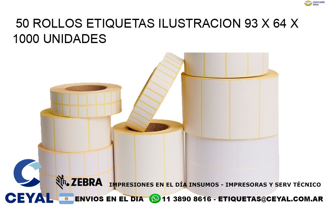 50 ROLLOS ETIQUETAS ILUSTRACION 93 x 64 X 1000 UNIDADES