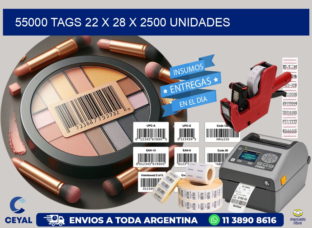 55000 TAGS 22 x 28 X 2500 UNIDADES