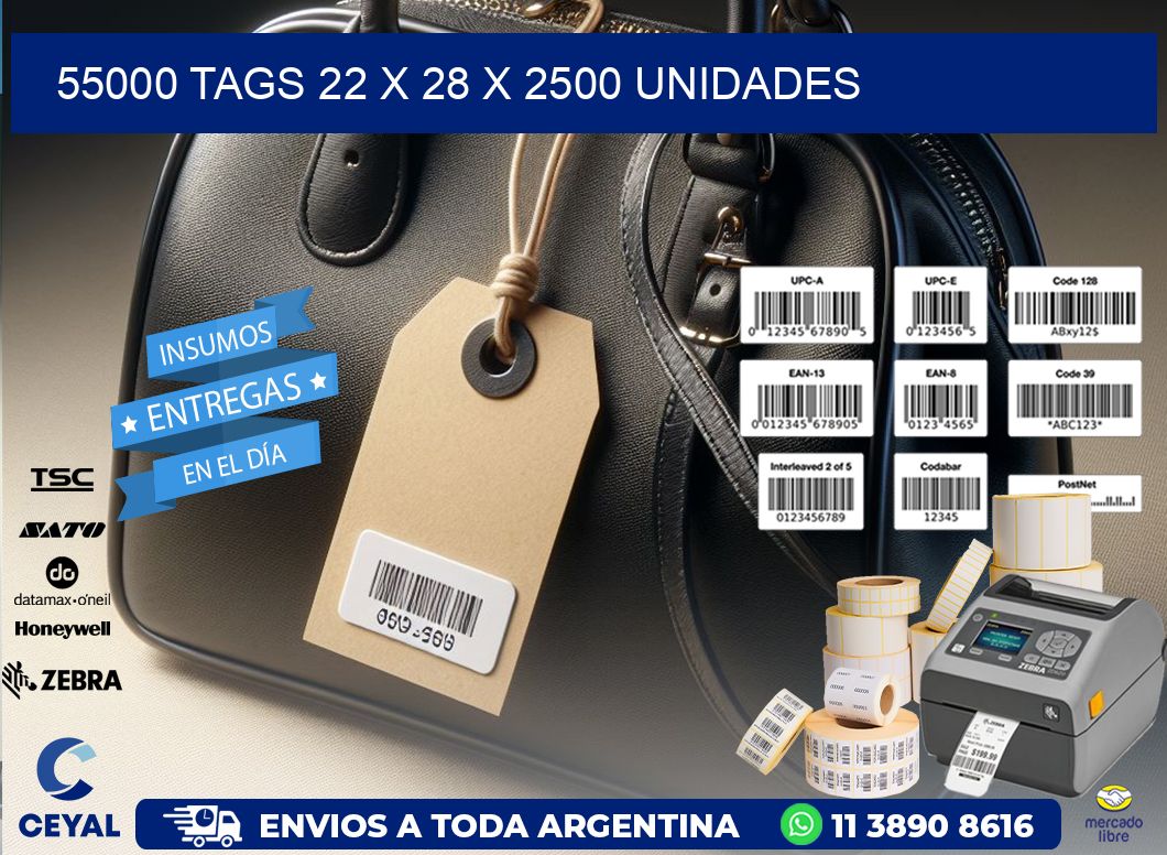 55000 TAGS 22 x 28 X 2500 UNIDADES