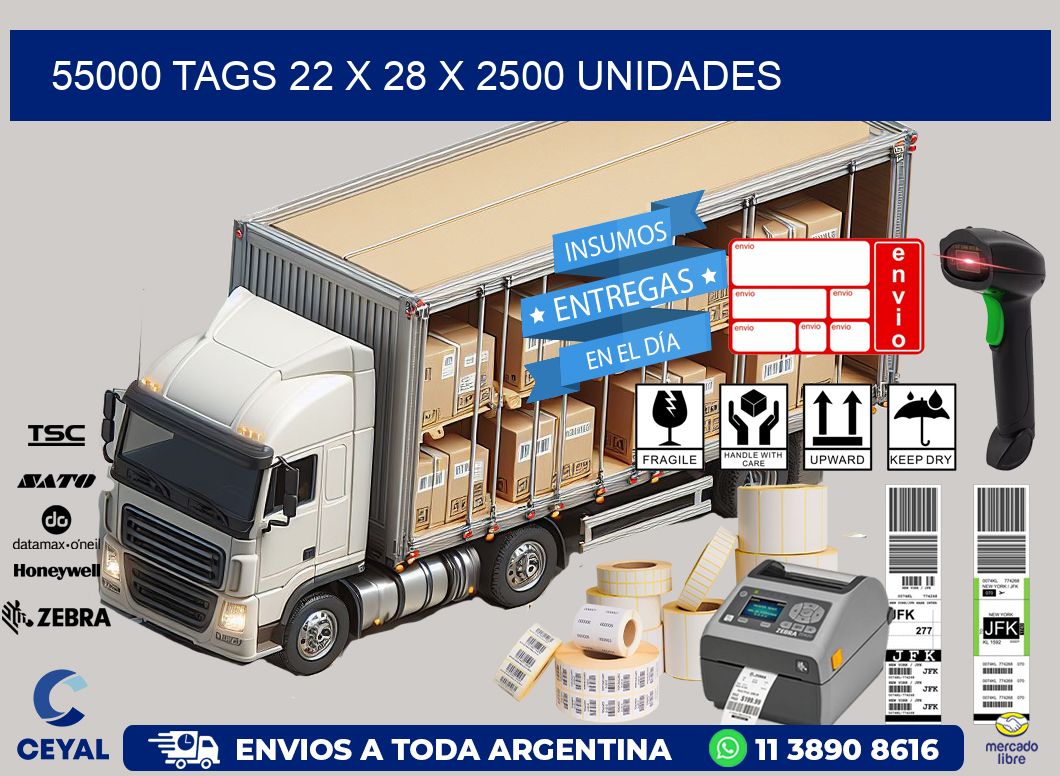 55000 TAGS 22 x 28 X 2500 UNIDADES