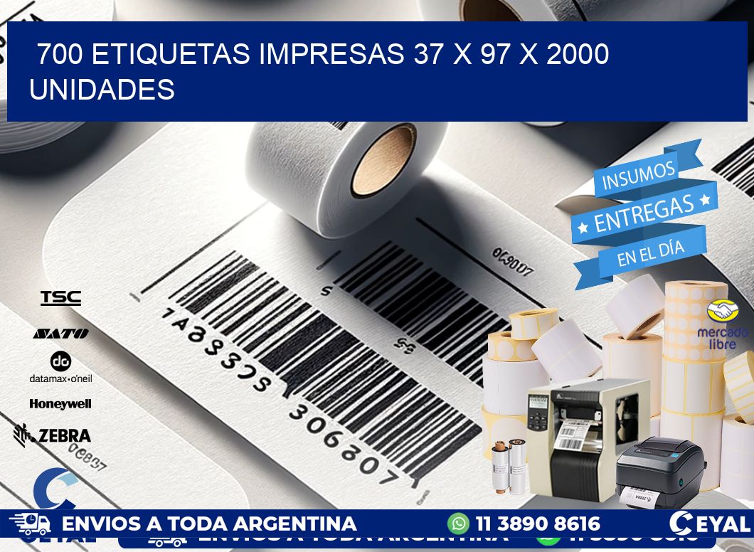 700 ETIQUETAS IMPRESAS 37 x 97 X 2000 UNIDADES