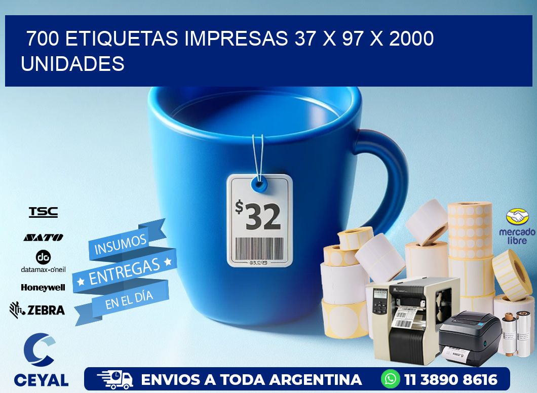 700 ETIQUETAS IMPRESAS 37 x 97 X 2000 UNIDADES