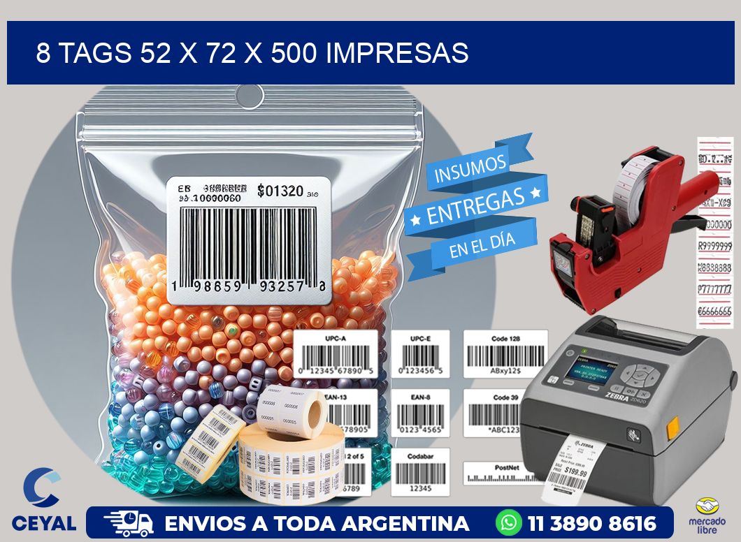 8 TAGS 52 x 72 X 500 IMPRESAS