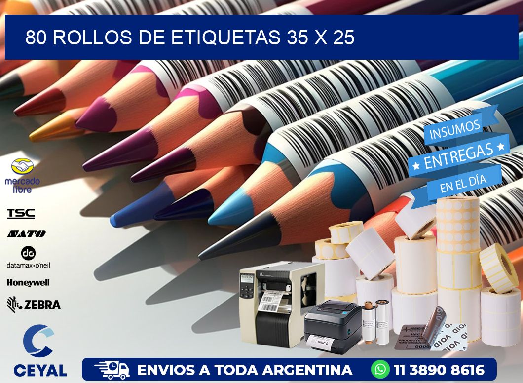 80 ROLLOS DE ETIQUETAS 35 x 25