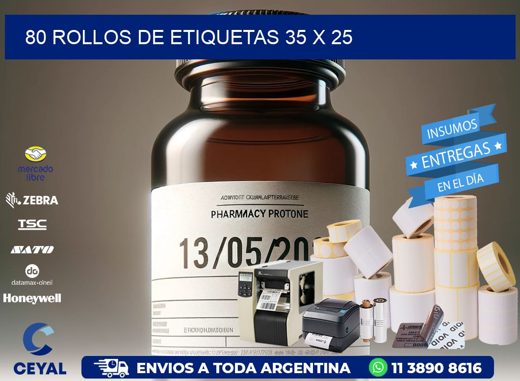 80 ROLLOS DE ETIQUETAS 35 x 25