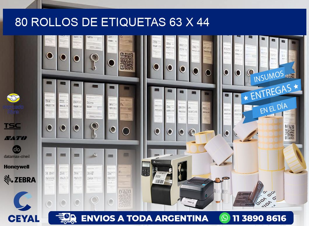 80 ROLLOS DE ETIQUETAS 63 x 44