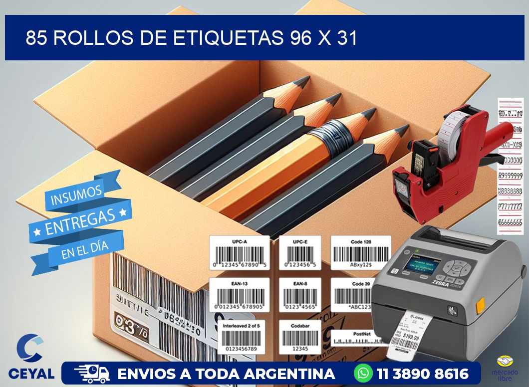 85 ROLLOS DE ETIQUETAS 96 x 31