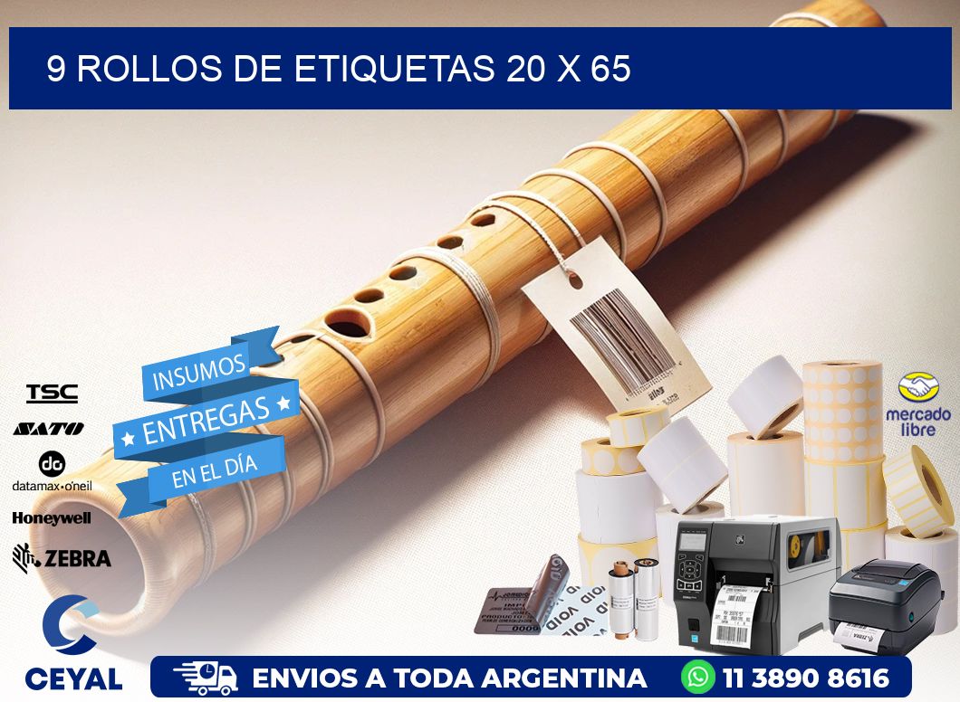 9 ROLLOS DE ETIQUETAS 20 x 65