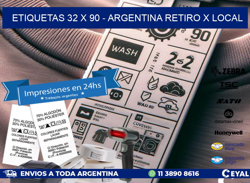 ETIQUETAS 32 x 90 - ARGENTINA RETIRO X LOCAL