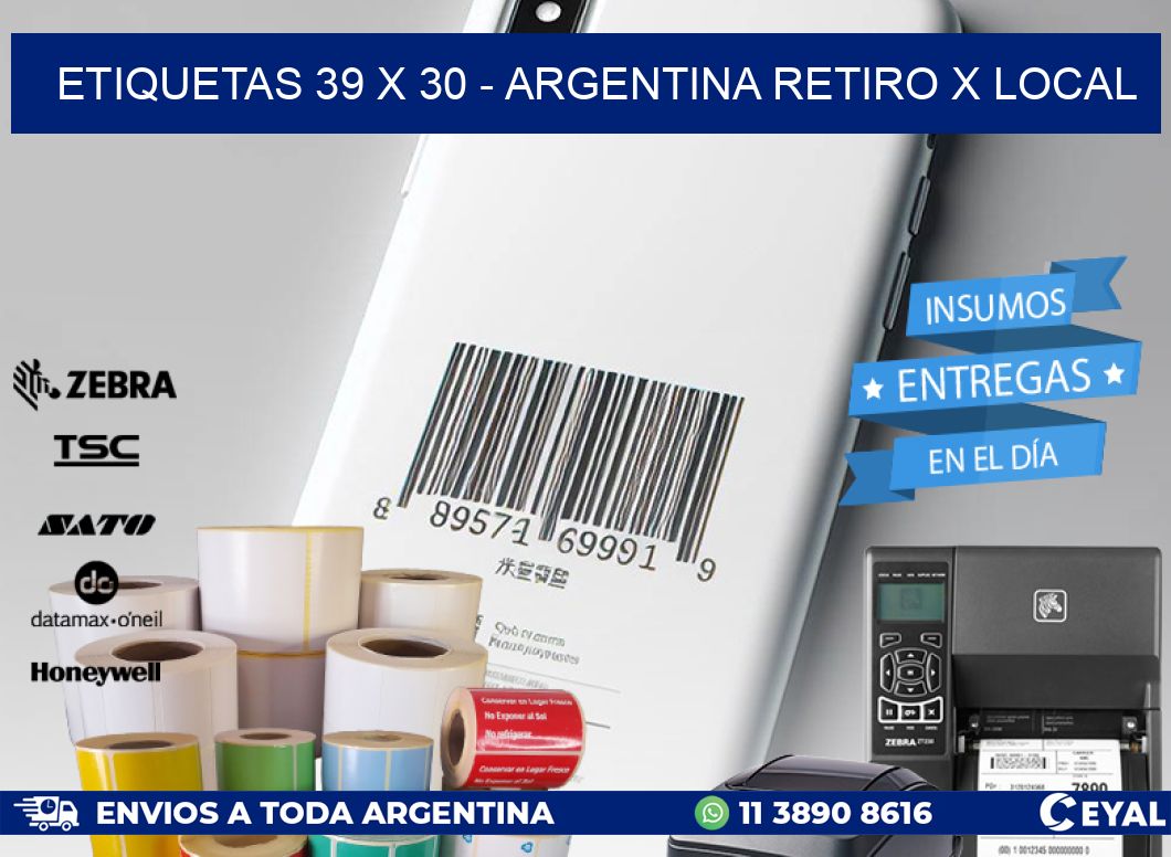 ETIQUETAS 39 x 30 - ARGENTINA RETIRO X LOCAL