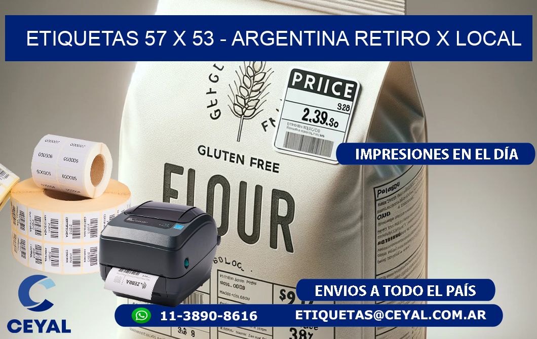 ETIQUETAS 57 x 53 - ARGENTINA RETIRO X LOCAL